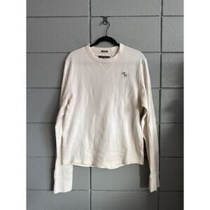 Y2K Vintage Abercrombie & Fitch Muscle Long Sleeve Thermal Tee size L in Cream